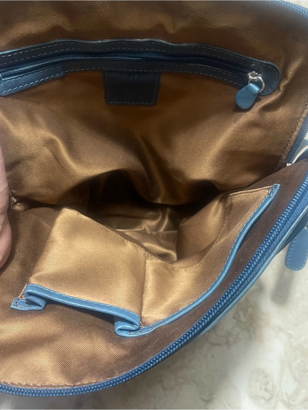 ili Peacock Blue Leather Backpack